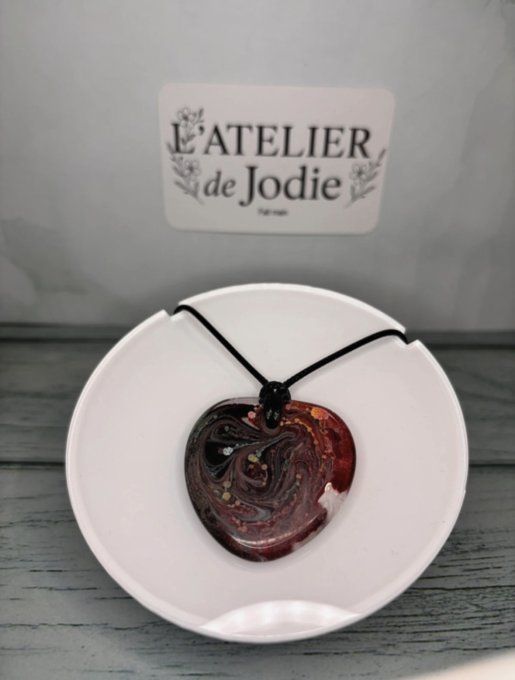 Collier cœur « Galaxie » Fait Main Unique en Résine Époxy